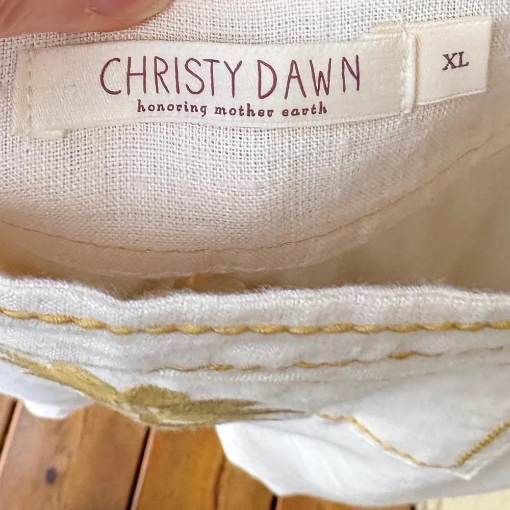 Christy Dawn The Khadia 100% Linen Floral Embroidery Dress NWOT In Cream Sz XL - Picture 3 of 15